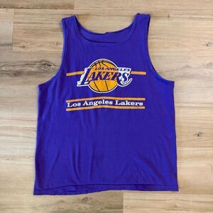 Vintage Los Angeles Lakers Purple Tank Top Single Stitch Size Large Kobe Bryant